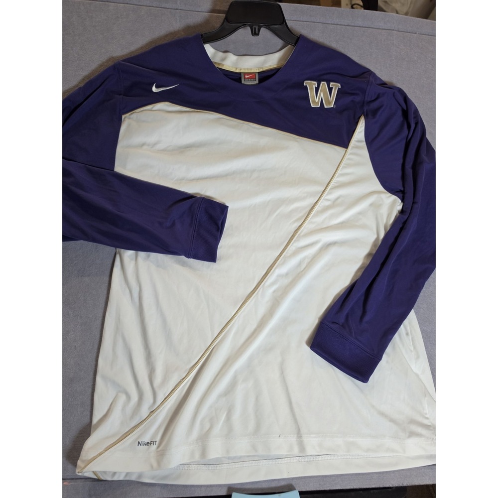 Men's Nike Dri-Fit Authentic Washington Huskies Purple Graphic Logo Large LS Top